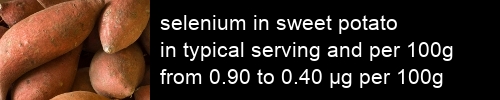 selenium in sweet potato information and values per serving and 100g